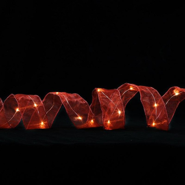 Christmas Ornament Double Light Board Yarn Ribbon String Lights, Specification: 2m(Red Warm Light)