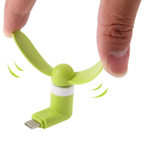 Fashion USB 3.1 Type-C Port Mini Fan with Two Leaves, - Mobile Phone with OTG Function(Green)