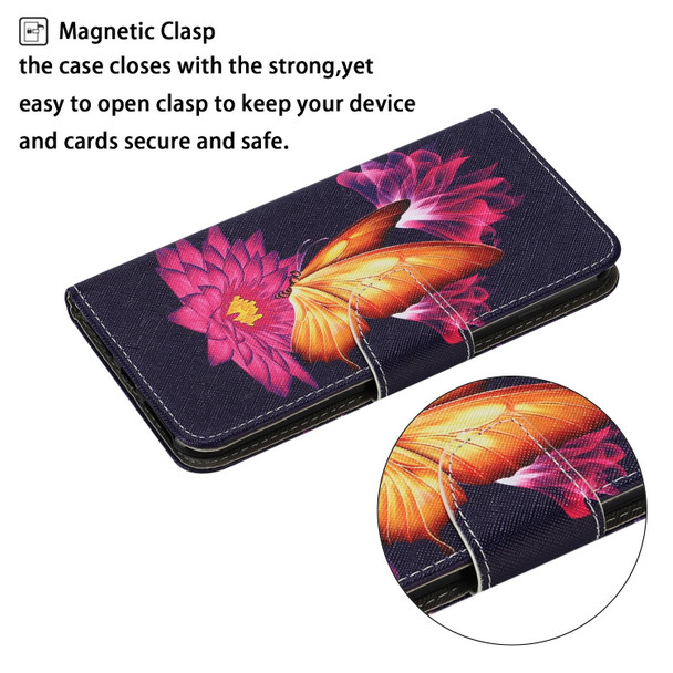 Coloured Drawing Pattern Leatherette Phone Case - iPhone 13 mini(Big Gold Butterfly)