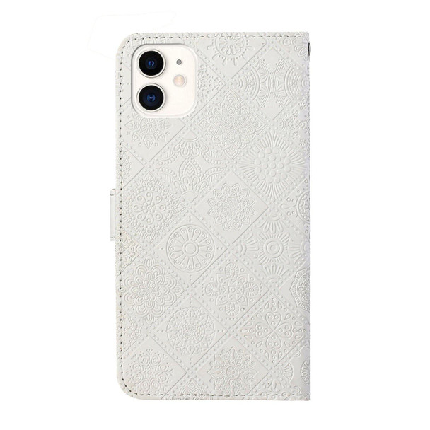 Ethnic Style Embossed Pattern Leatherette Phone Case - iPhone 13(White)