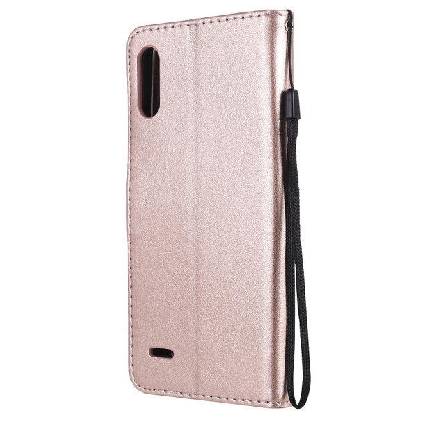 LG K22 / K22 Plus Cat Bee Embossing Pattern Shockproof Horizontal Flip Leather Case with Holder & Card Slots & Wallet(Rose Gold)