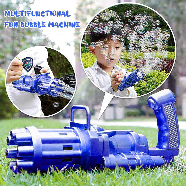 Mini Electric Gatling Bubble Gun - 8-Hole Bubble Blower for Kids