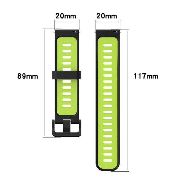 Garmin Vivomove Sport 20mm Vertical Pattern Two-Color Silicone Watch Band(Olive Green + Black)