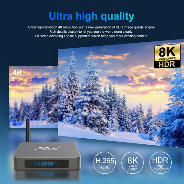 X96 X6 8K Smart TV BOX Android 11.0 Media Player, RK3566 Quad Core ARM Cortex A55, RAM: 8GB, ROM: 64GB, Plug Type:US Plug