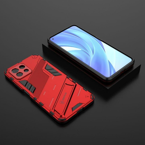 Xiaomi Mi 11 Lite Punk Armor 2 in 1 PC + TPU Shockproof Case with Invisible Holder(Red)