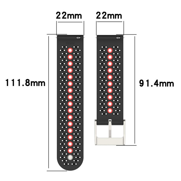 Suunto 9 Peak Universal Colorful Hole Silicone Watch Band(Olive Green Black)