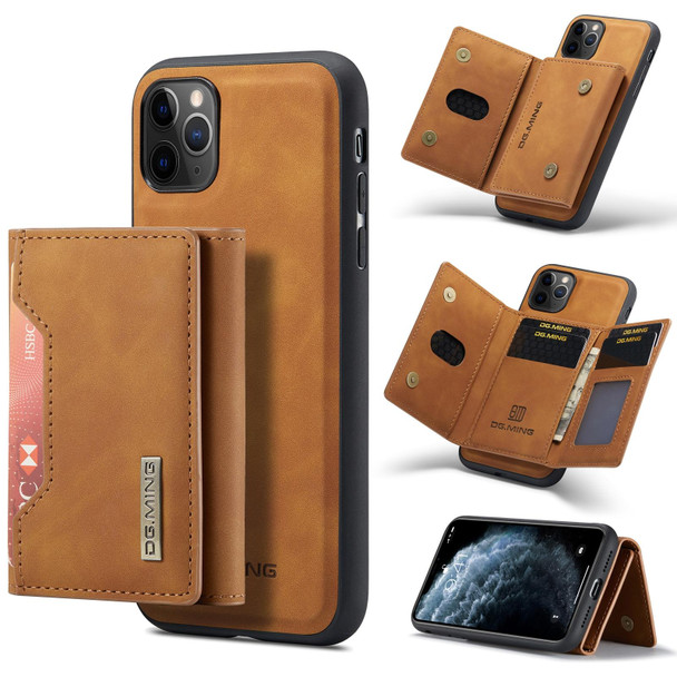 DG.MING M2 Series 3-Fold Multi Card Bag + Magnetic Back Cover Shockproof Case with Wallet & Holder Function - iPhone 11 Pro(Brown)