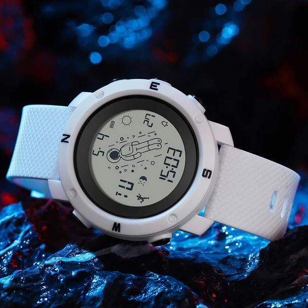 SANDA 2128 Astronaut Waterproof Luminous Electronic Watch(White)