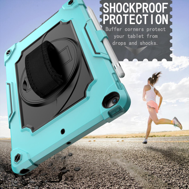 360 Degree Rotation Turntable Contrast Color Robot Shockproof Silicone + PC Protective Case with Holder - iPad 10.2 / 10.2 (2020) / Pro 10.5(Mint Green + Black)