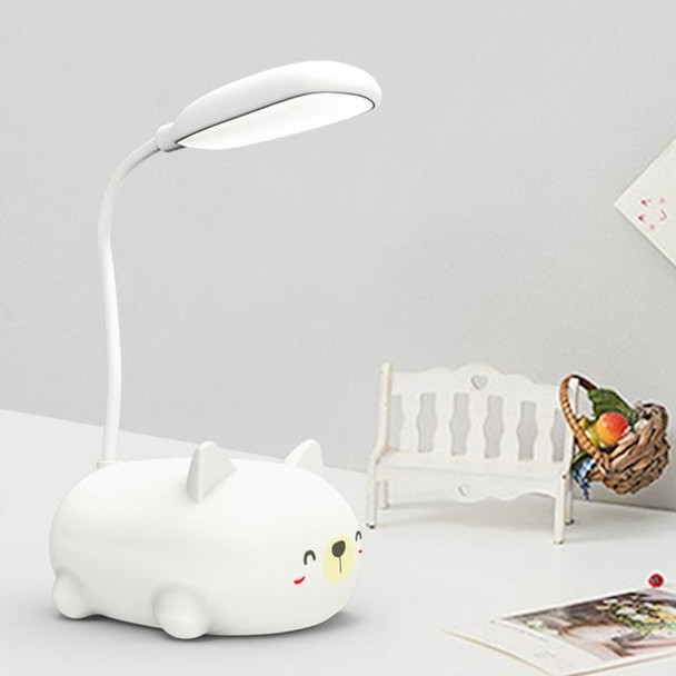 Cartoon Cat Design LED Eye Protection Reading Lamp USB Rechargeable Desk Lamp(White)