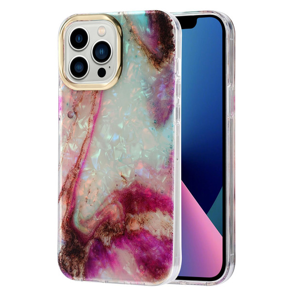 Electroplating Shell Texture Marble Phone Case - iPhone 12 / 12 Pro(Purple White B7)