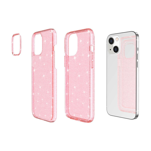 Shockproof Terminator Style Glitter Powder Protective Case - iPhone 14 Max (Pink)