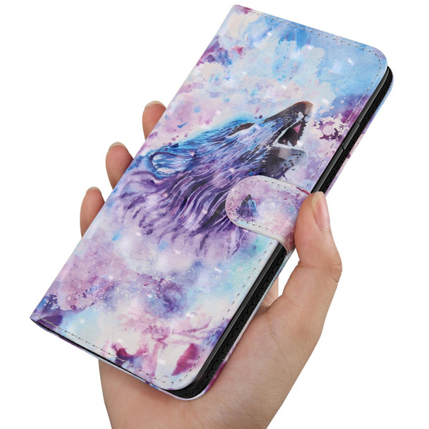 3D Painting Pattern Coloured Drawing Leatherette Phone Case - iPhone 14 Pro (Howling Wolf)