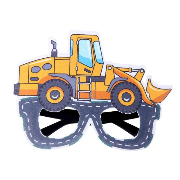 3 PCS Children Birthday Party Funny Glasses Photo Props(Yellow Bulldozer)