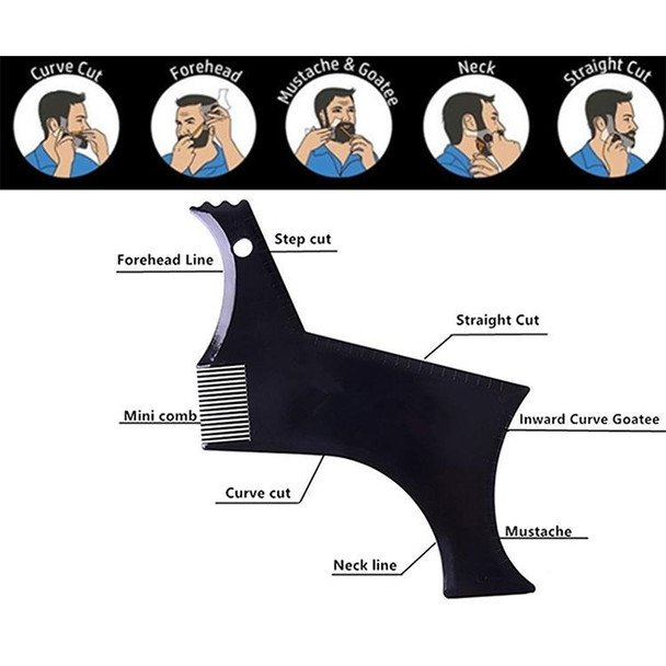 3 PCS Beard Styling Template Stencil Men Comb All-In-One Beard Shaping Tool(Black)