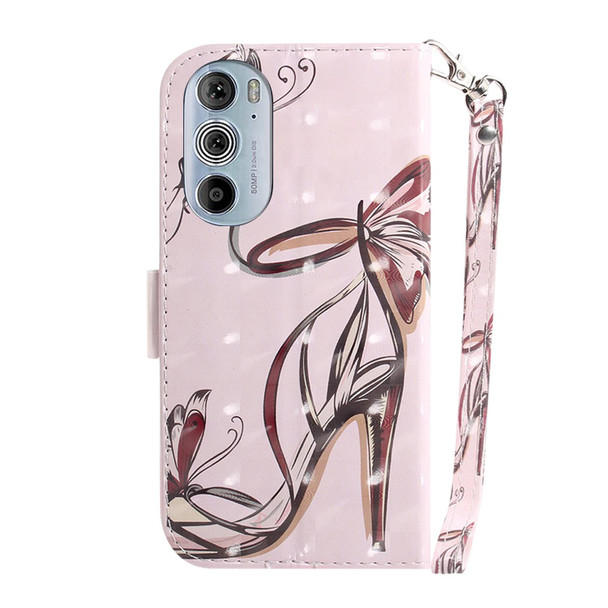Motorola Edge+ 2022 / 30 Pro 3D Colored Horizontal Flip Leather Phone Case(Butterfly High-heeled)