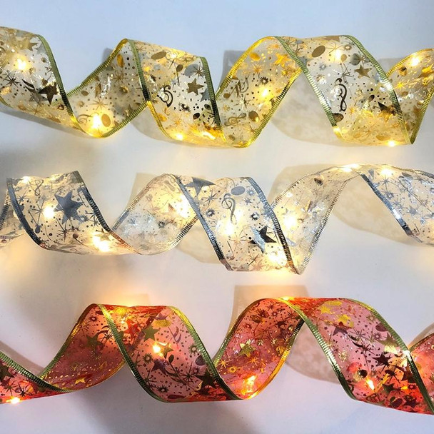 Christmas LED Lights Bronzing Double Ribbon String Lights, Specification: 10m(Gold Red Warm Light)