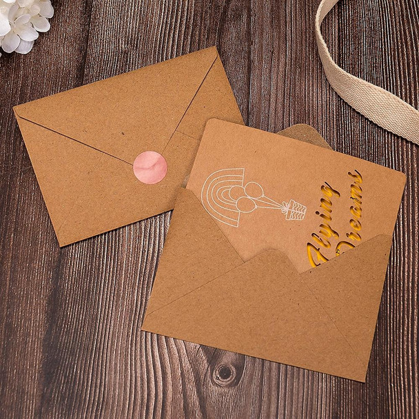 20 PCS Retro Hollow Kraft Blessing Card with Envelope(Thank You)