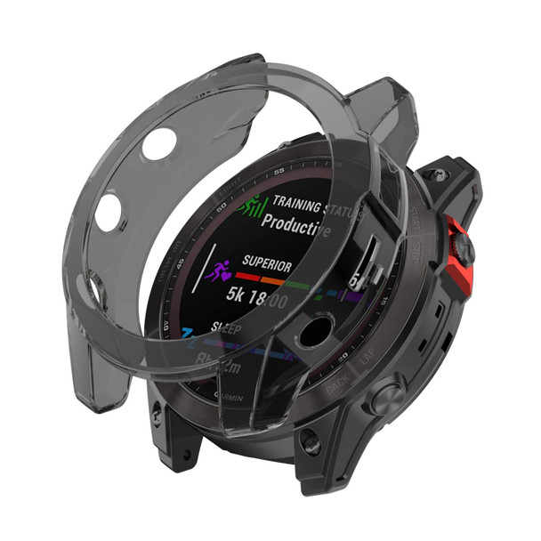Garmin Epix Gen2 Non-full Coverage Hollow TPU Watch Case(Transparent Black)