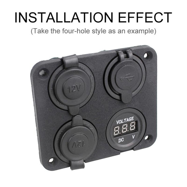 5 PCS 3-Hole Car Modified USB Charging Voltmeter Cigarette Lighter Panel