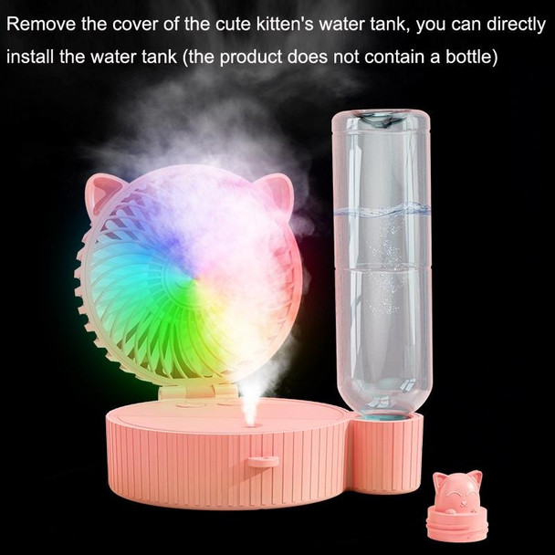 Folding Mini USB Fan Student Colorful Night Light Spray Humidified Fan, Style: Colorful Model (Green)