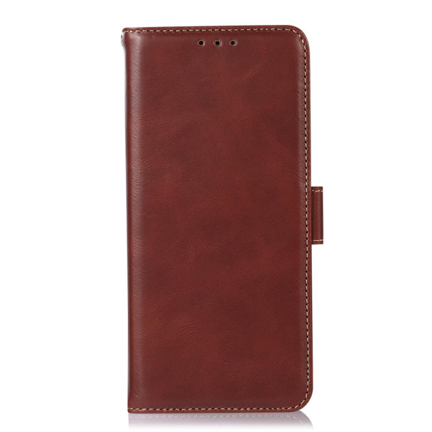 Crazy Horse Top Layer Cowhide Leatherette Phone Case - iPhone 13 Pro(Brown)