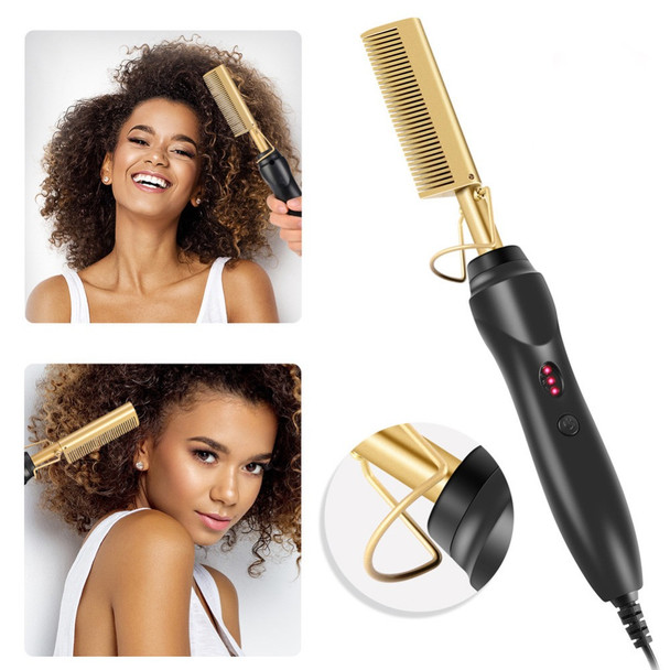 Gold Ceramic Professional Hair Press Comb with Adjustable Heat