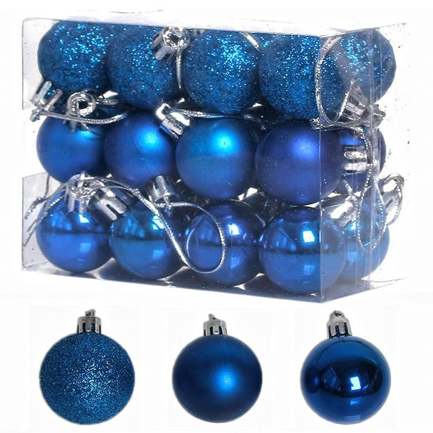 3 Boxes 3cm Home Christmas Tree Decor Ball Bauble Hanging Xmas Party Ornament Decorations(blue)