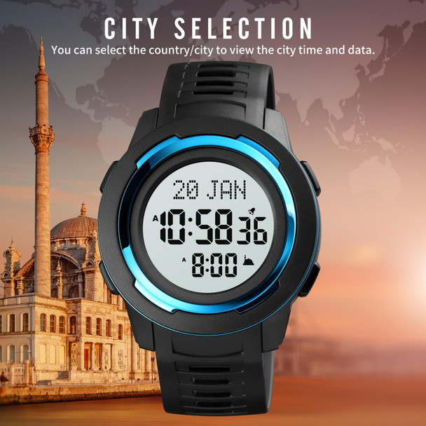 SKMEI 1729 Qibla Calendar Timing Multifunctional LED Digital Display Luminous Electronic Watch(Gold and Black)