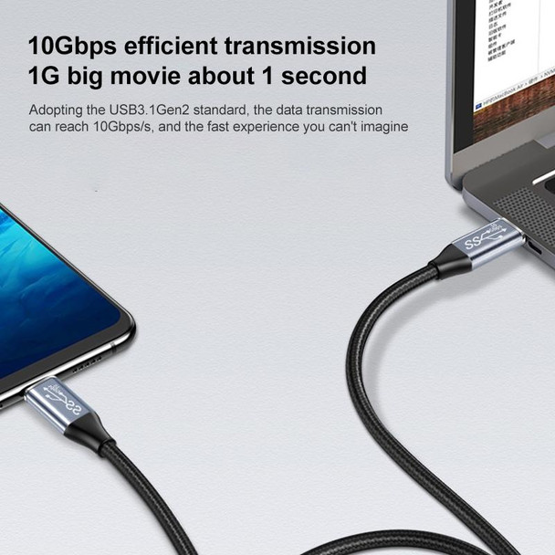 50cm 10Gbps USB-C / Type-C Male Straight to Male Elbow Charging Data Transmission Cable