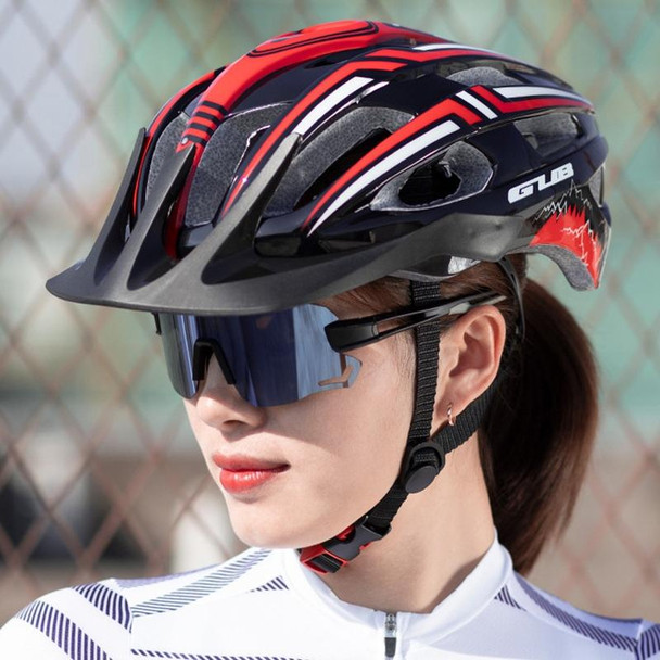 GUB A2 Unisex Bicycle Helmet With Tail Light(Red Black)