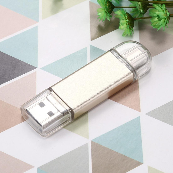 128GB 3 in 1 USB-C / Type-C + USB 2.0 + OTG Flash Disk, - Type-C Smartphones & PC Computer(Gold)