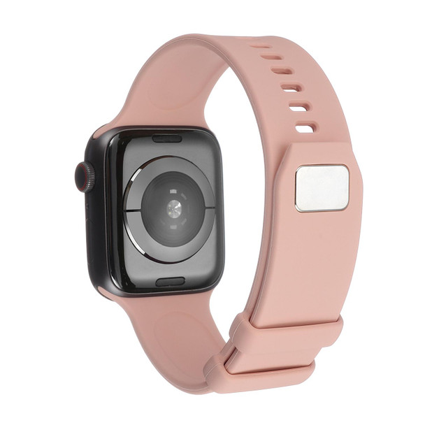 Square Buckle Silicone Watch Band - Apple Watch Series 7 45mm / 6&SE&5&4 44mm / 3&2&1 42mm(Pink)