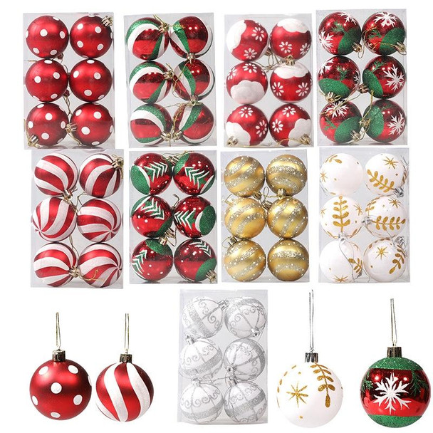 6PCS 6cm Painted Christmas Ball Decoration Props(Rhombus Red Gold)