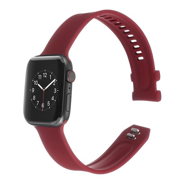 Square Buckle Silicone Watch Band - Apple Watch Series 7 45mm / 6&SE&5&4 44mm / 3&2&1 42mm(Red)