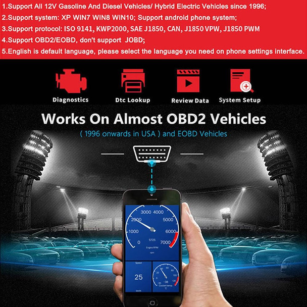 KONNWEI KW901 Android Phone OBD2 Car Bluetooth 5.0 Diagnostic Scan Tools(Orange)