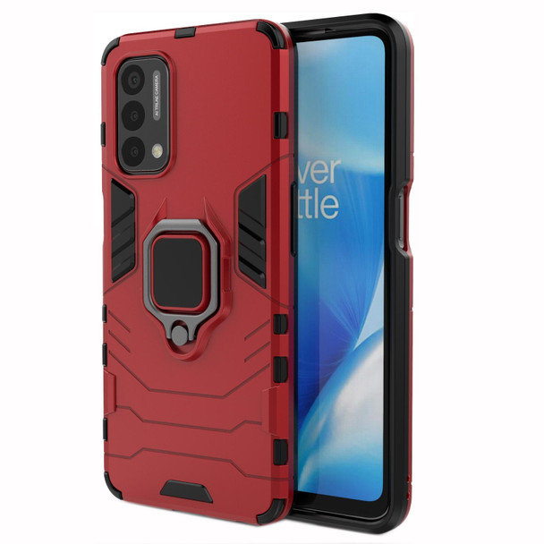 OnePlus Nord N200 5G PC + TPU Shockproof Protective Case with Magnetic Ring Holder(Red)