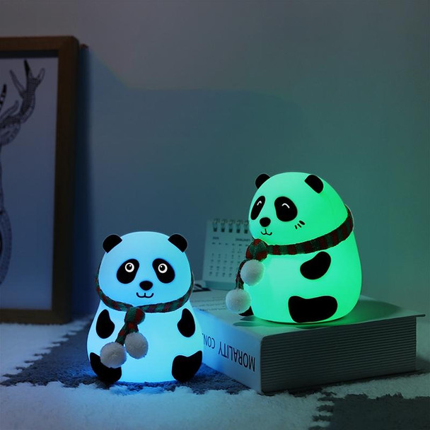 Cute Panda Night Light USB Charging Touch Control Colorful Silicone Bedside Lamp(Squinting)