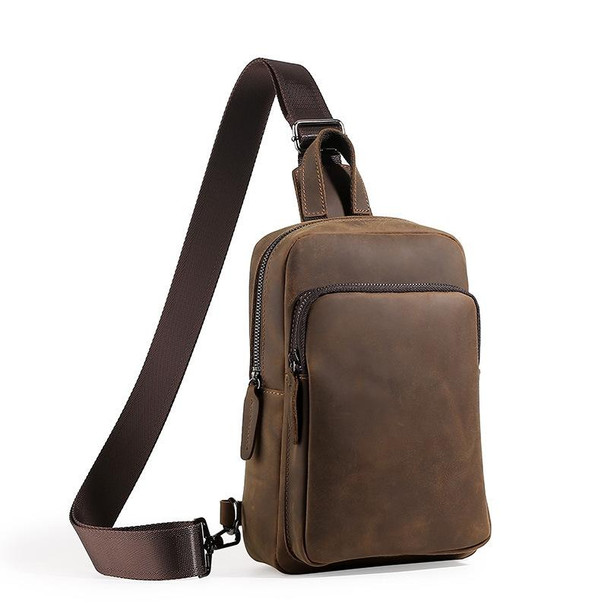 TP-6021 Men Vintage Leather Travel Messenger Bag(Coffee)