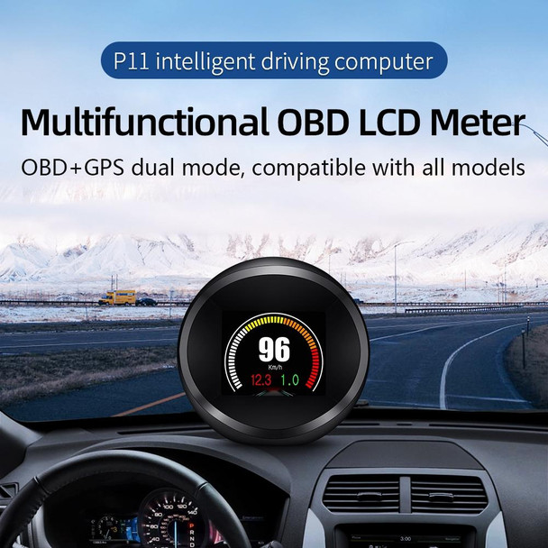 P11 OBD2 + GPS Mode Car HUD Head-up Display Water Temperature / Vehicle Speed / Voltage / Fuel Consumption Display, Speed Alarm