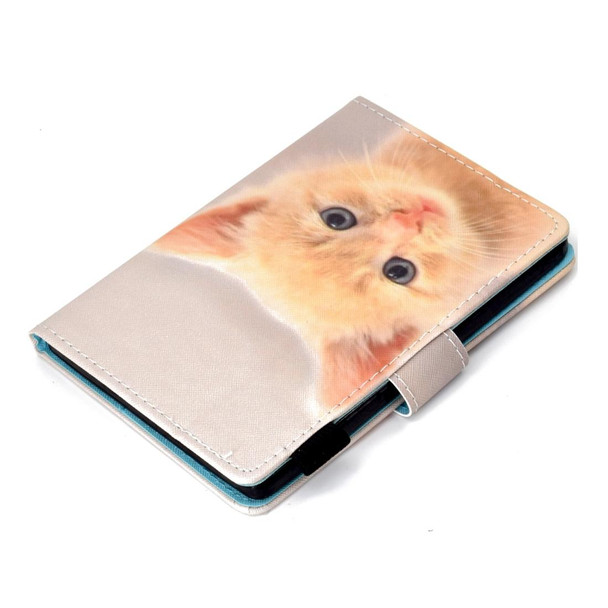 Kindle Paperwhite 4 (2018) Painted Horizontal Flat Leather Case with Sleep Function & Card Slot & Buckle Anti-skid Strip & Bracket & Wallet(Cute Cat)