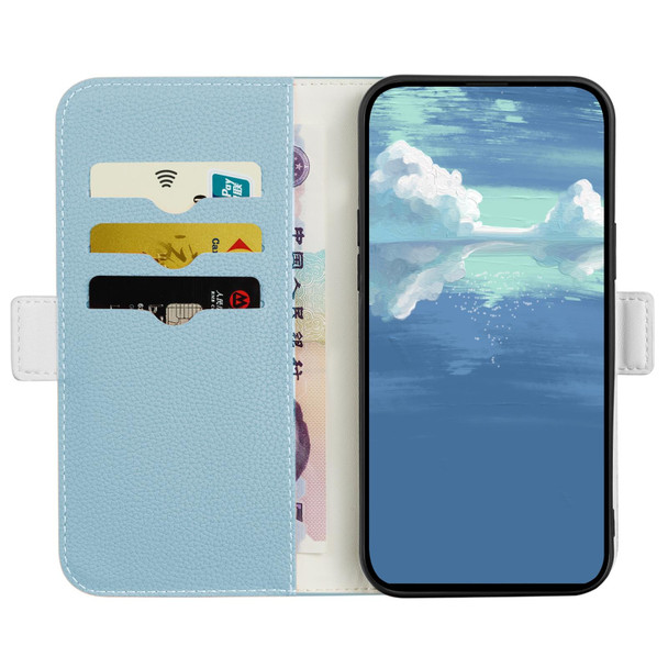 Candy Color Litchi Texture Leatherette Phone Case - iPhone 13 Pro(Light Blue)