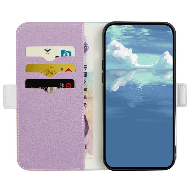 Candy Color Litchi Texture Leatherette Phone Case - iPhone 8 Plus / 7 Plus(Light Purple)