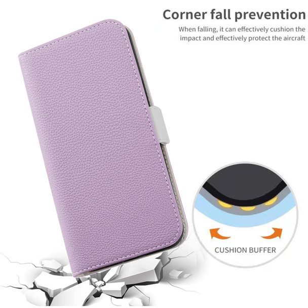 Candy Color Litchi Texture Leatherette Phone Case - iPhone XS / X(Light Purple)