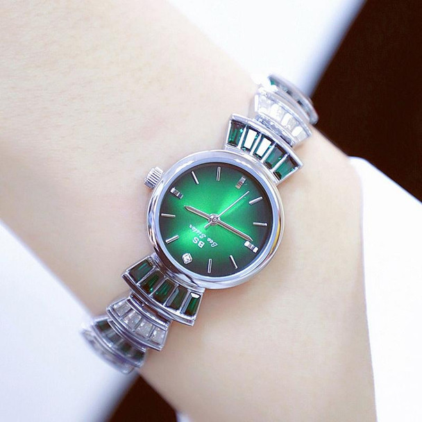 BS Bee Sister  FA1700 Diamond Inlaid Ladies Watch Symphony Wrist Watch(Silver Green)