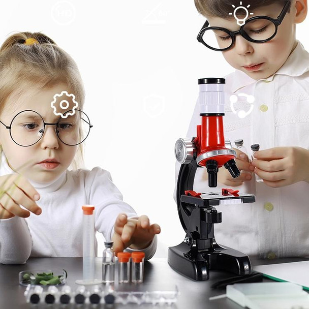 HD 1200 Times Microscope Toys Primary School Biological Science Experiment Equipment Children Educational Toys(Red)