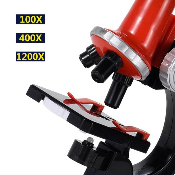 HD 1200 Times Microscope Toys Primary School Biological Science Experiment Equipment Children Educational Toys(Red)