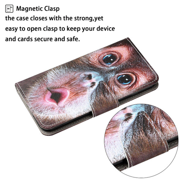 Colored Drawing Pattern Horizontal Flip Leatherette Phone Case - iPhone 13 Pro Max(Orangutan)