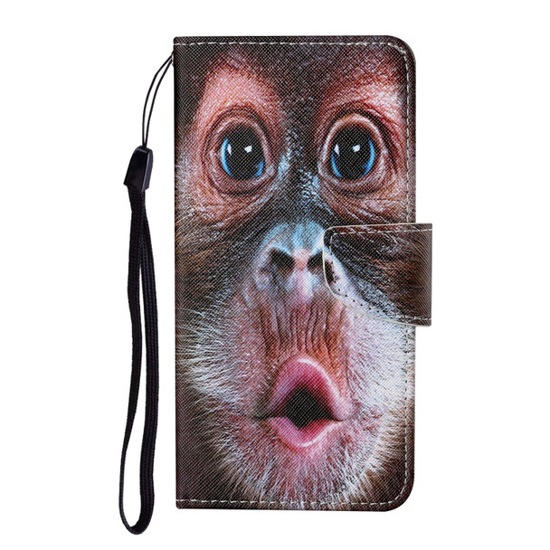 Colored Drawing Pattern Horizontal Flip Leatherette Phone Case - iPhone 13 Pro Max(Orangutan)