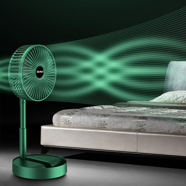 Portable Folding Fan  Retractable Floor Standing Fan,Style: Rechargeable (Green)